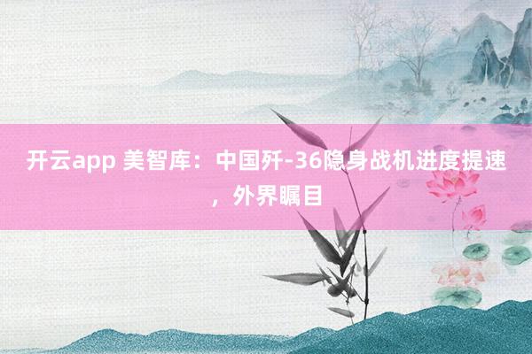 开云app 美智库：中国歼-36隐身战机进度提速，外界瞩目