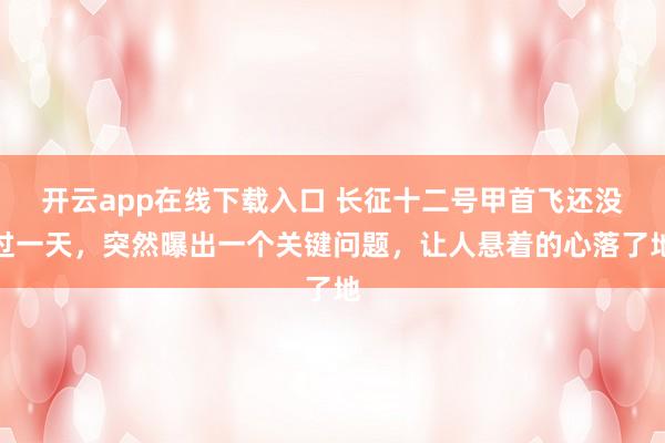 开云app在线下载入口 长征十二号甲首飞还没过一天,突然曝出一个关键问题,让人悬着的心落了地