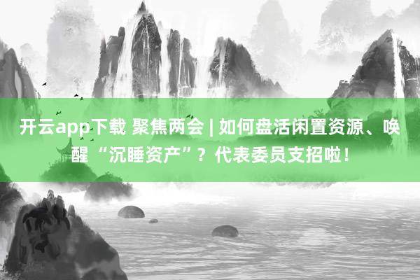 开云app下载 聚焦两会 | 如何盘活闲置资源、唤醒 “沉睡资产”?代表委员支招啦!