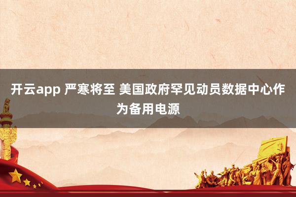 开云app 严寒将至 美国政府罕见动员数据中心作为备用电源