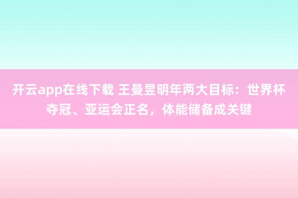 开云app在线下载 王曼昱明年两大目标:世界杯夺冠、亚运会正名,体能储备成关键