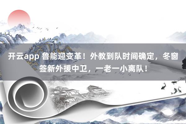 开云app 鲁能迎变革！外教到队时间确定，冬窗签新外援中卫，一老一小离队！