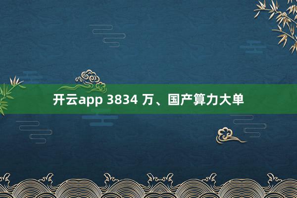 开云app 3834 万、国产算力大单