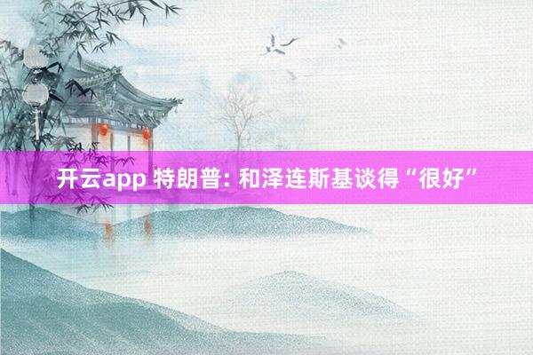 开云app 特朗普: 和泽连斯基谈得“很好”