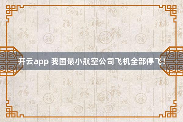 开云app 我国最小航空公司飞机全部停飞！
