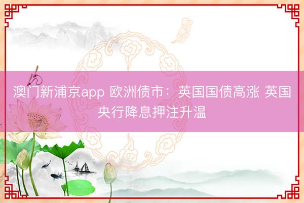 澳门新浦京app 欧洲债市：英国国债高涨 英国央行降息押注升温