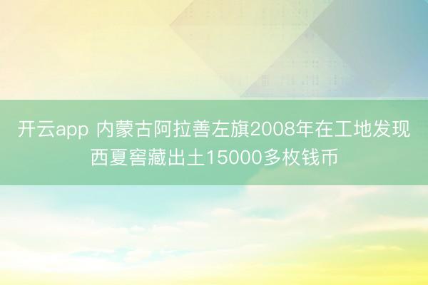 开云app 内蒙古阿拉善左旗2008年在工地发现西夏窖藏出土15000多枚钱币