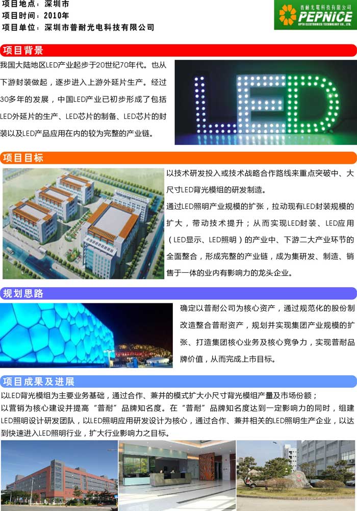 深圳市普耐光电科技五年发展规划